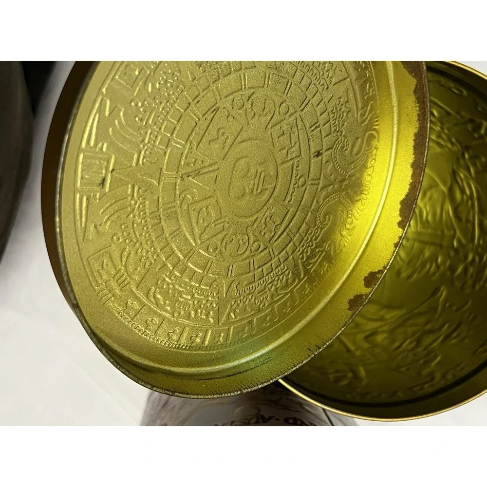 Vtg World Travel Tin Canister Set Kitchen Embossed Retro USA MCM Boho Europe